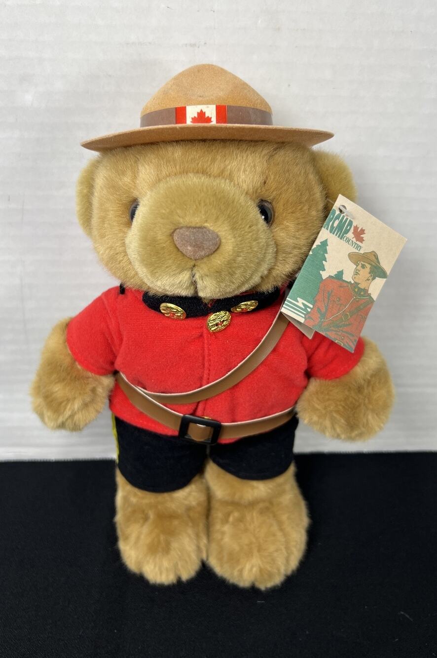 Canadian Mountie Standing Brown Bear Plush Northern Gifts 11” NEW